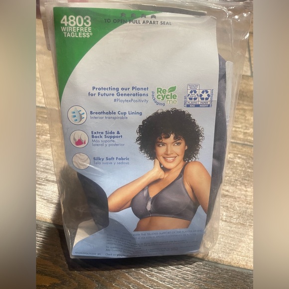 🩶Playtex Bra 18 Hour Size 38DD Sensationally Sleek Wirefree gray🩶 - Picture 5 of 6